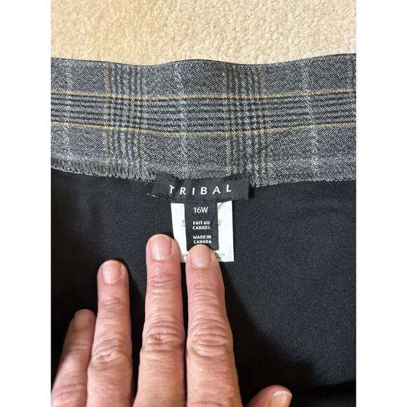 Tribal Plaid Black Gray Plaid Skort 16W - Picture 2 of 5
